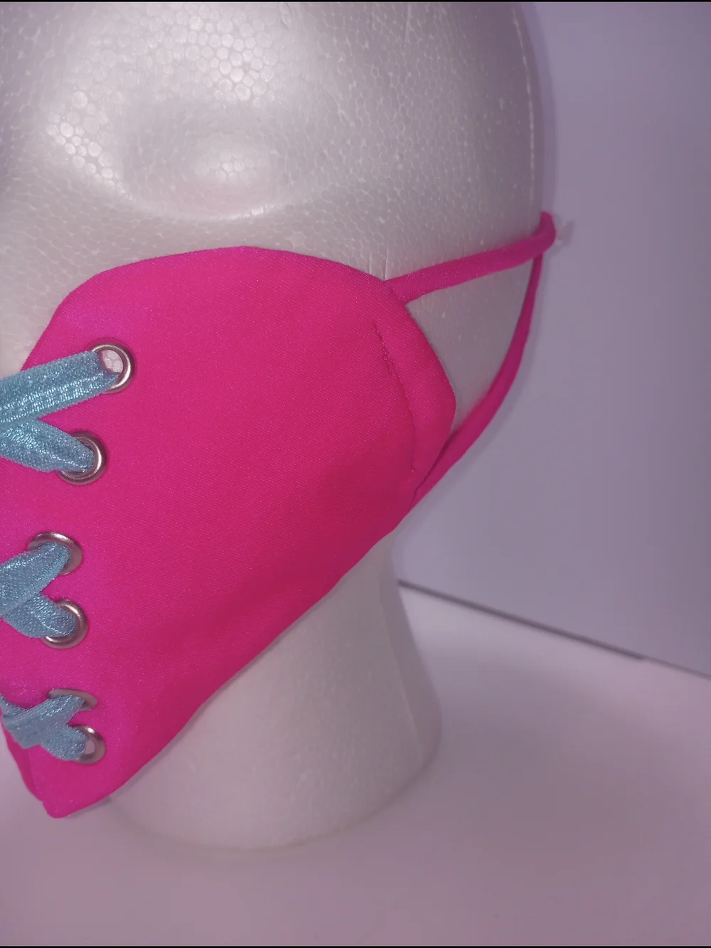 Y2K Rave Festival face mask pink/blue corseted heart